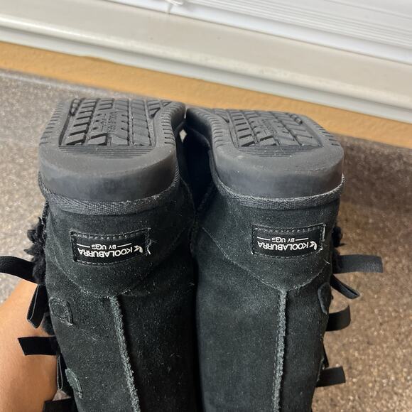 Koolaburra by Ugg Tall Winter Boots Pull On Little Kid Girls Size 13 Black Suede - Picture 7 of 11